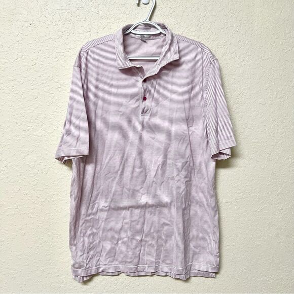 Peter Millar Mens Crown Ease Golf Polo Shirt Pink Stripe Size XL Cotton - Picture 1 of 6